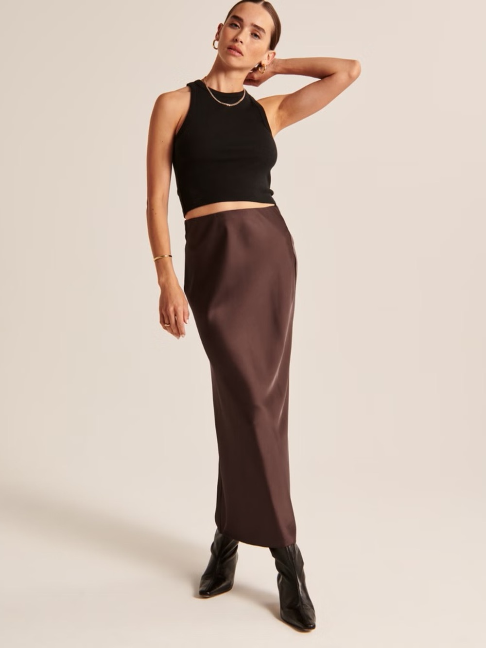 Abercrombie & Fitch Brown Maxi Slip Skirt